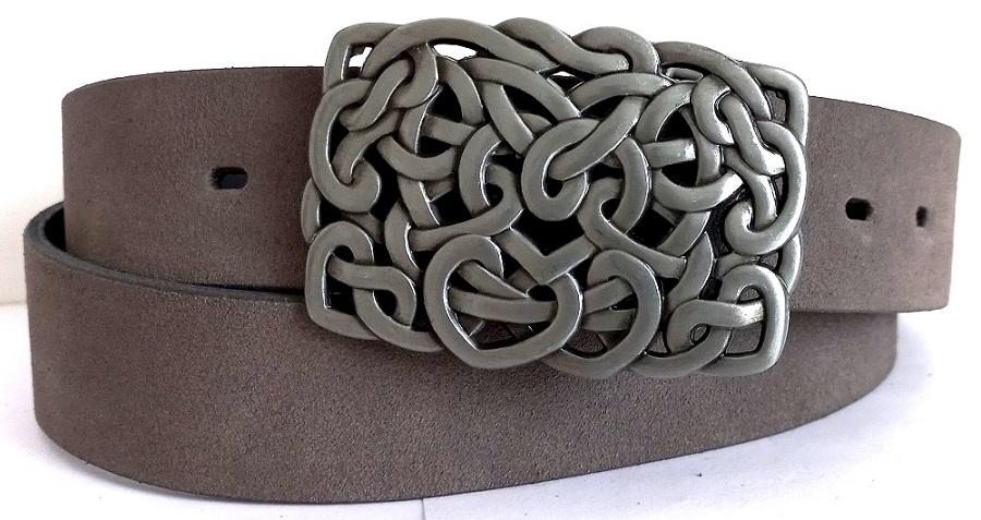 Opasok kožený šedý - brúsená koža