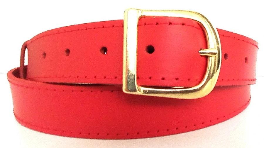 Dámsky červený opasok zlatá pracka