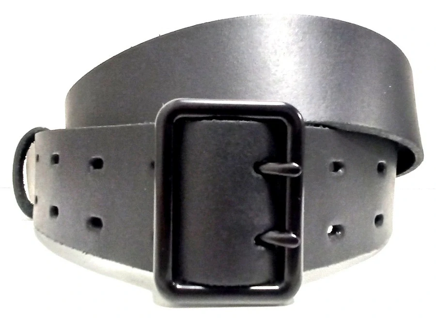 Kožený opasok 4,5 cm dvojstrmeňový s čiernou prackou