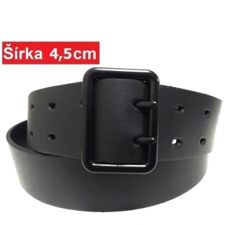 Kožený opasok 4,5 cm dvojstrmeňový s čiernou prackou